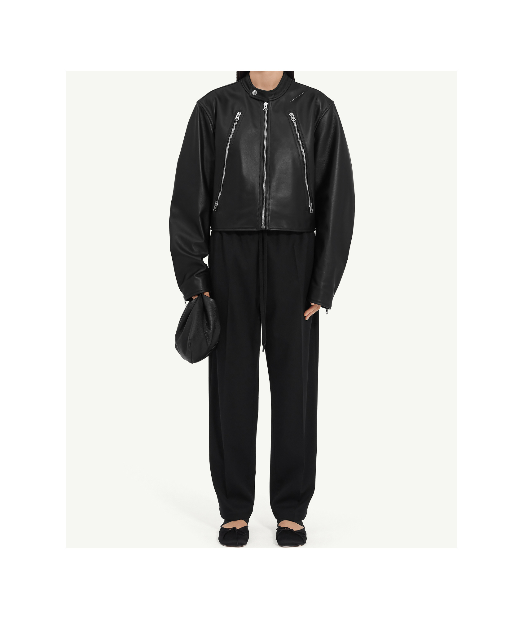 Mm6 Maison Margiela Twist Leather Jacket In Black