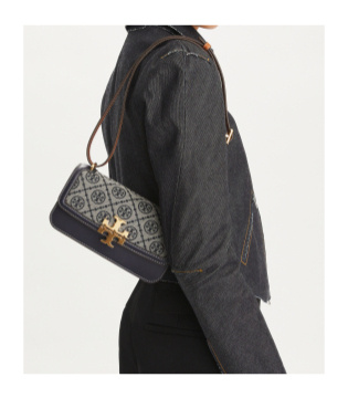 Tory Burch Small T Monogram Eleanor Shoulder Bag In Black