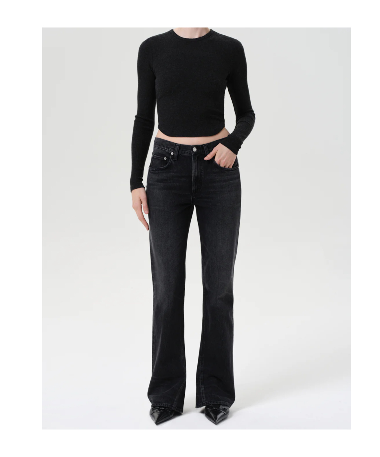 Agolde Denim Trousers With Belt Loops In Black