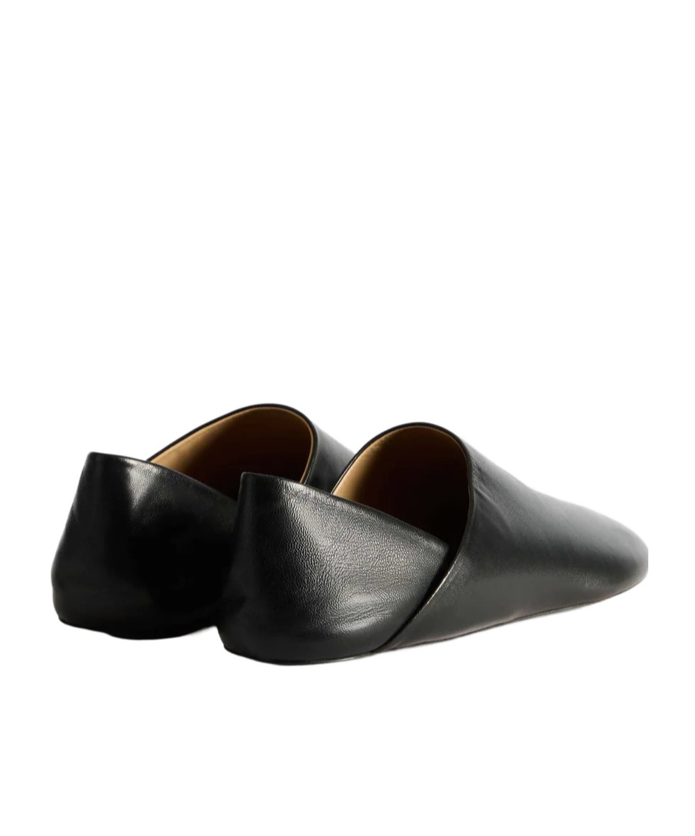 Jw Anderson Babouche Flat Leather Mules Round Toe In Black