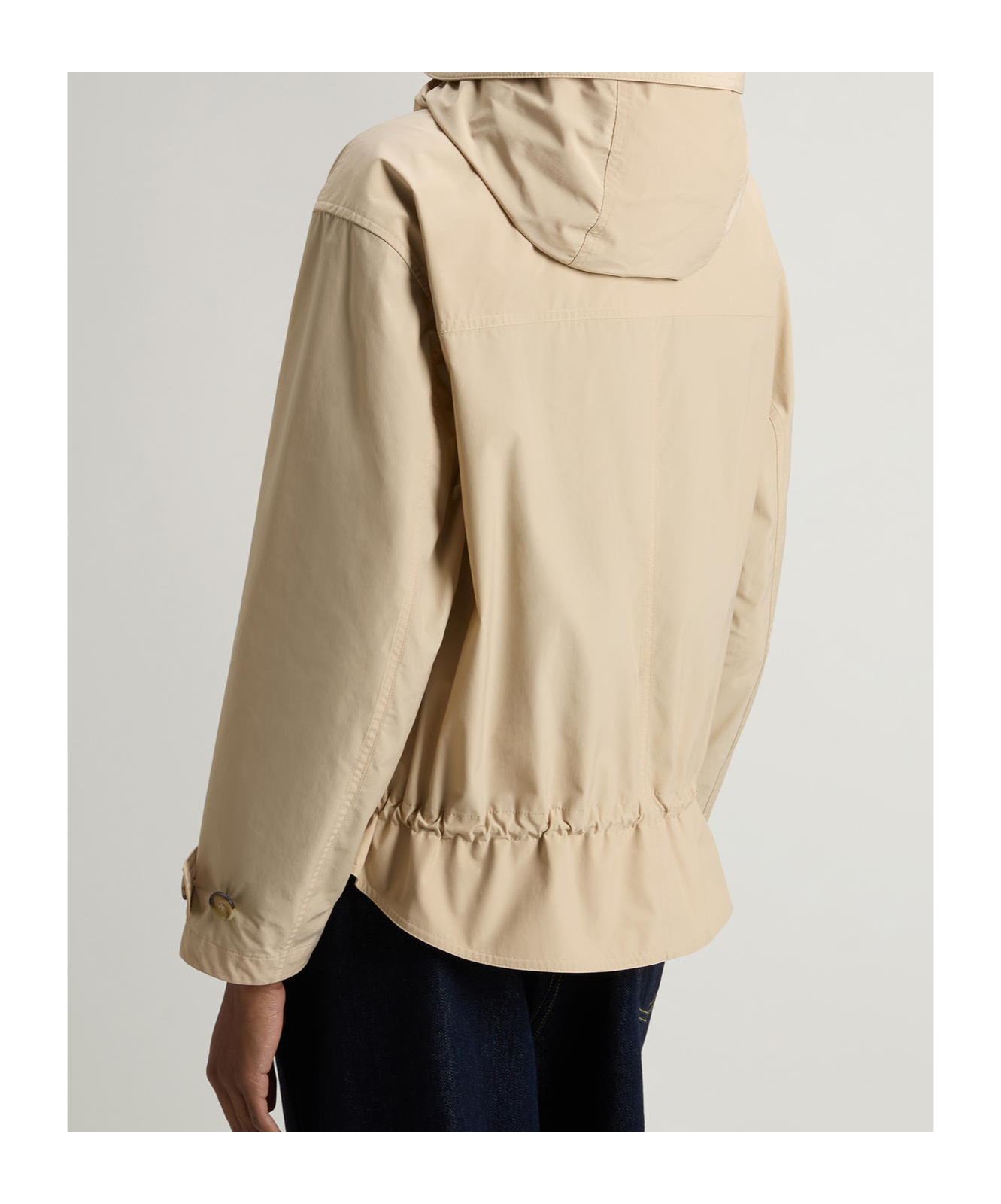 Woolrich Hooded Parka Coat Adjustable Cuffs Hem In Neutral