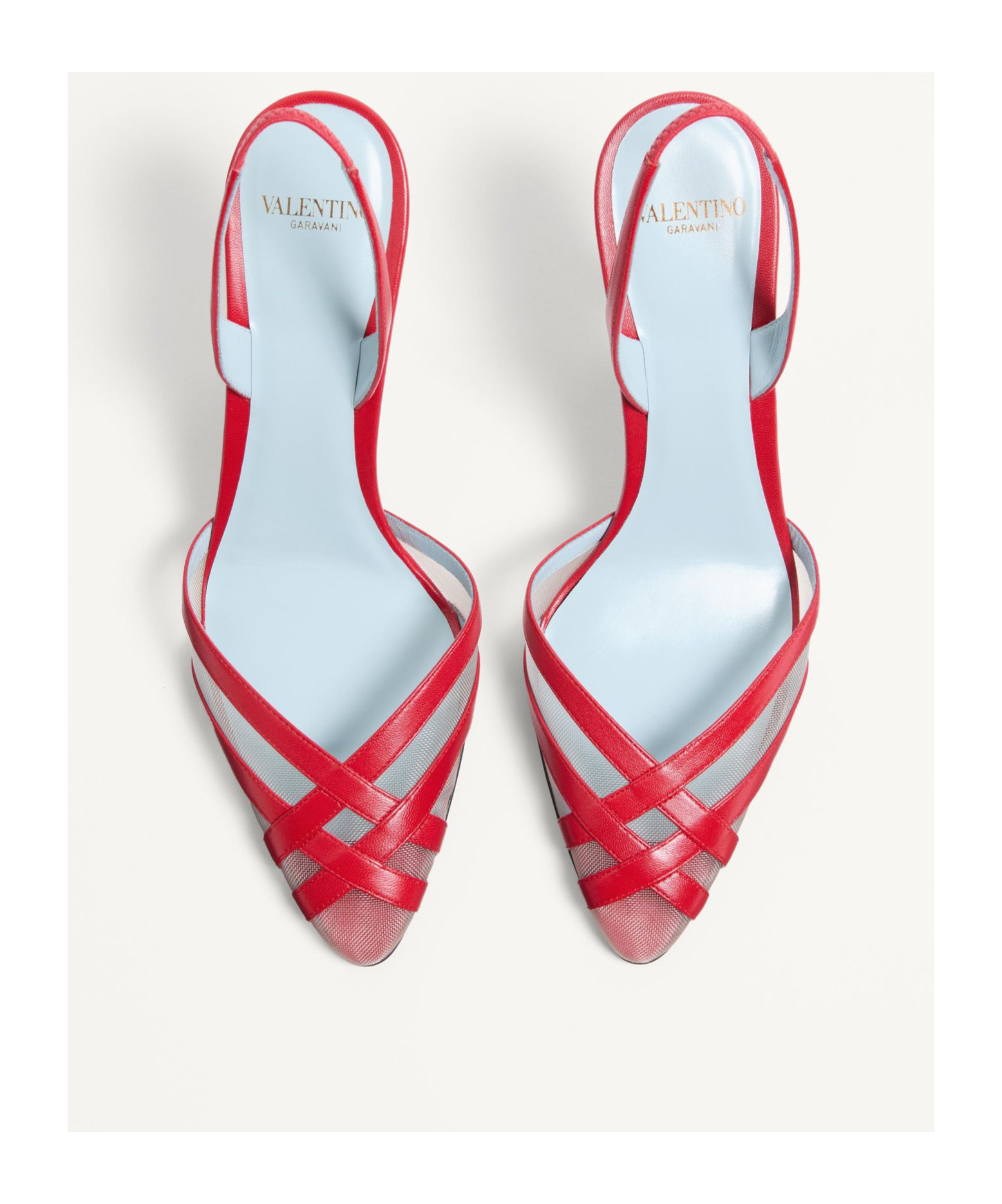 Shop Valentino Impudance Slingback Pumps In Kidskin And Mesh 90mm In Red