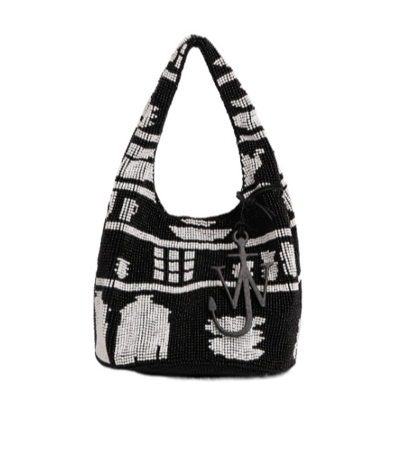 Jw Anderson Mini Beaded Shopper In Black