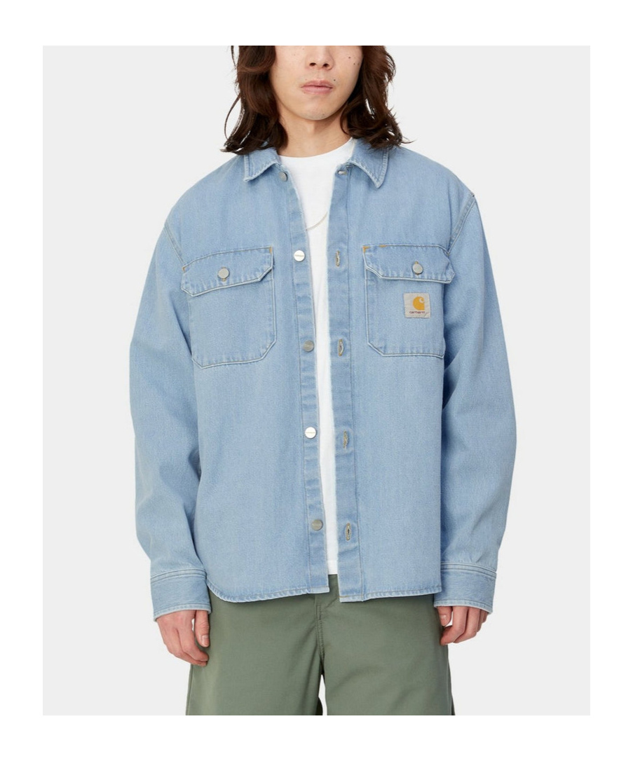 Carhartt Harvey Shirt With Long Sleeves And Pointed Collar In Blue