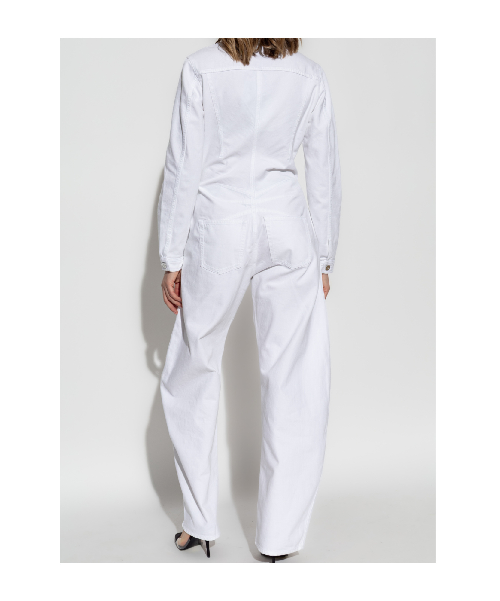 Alaïa Round Denim Jumpsuit In White