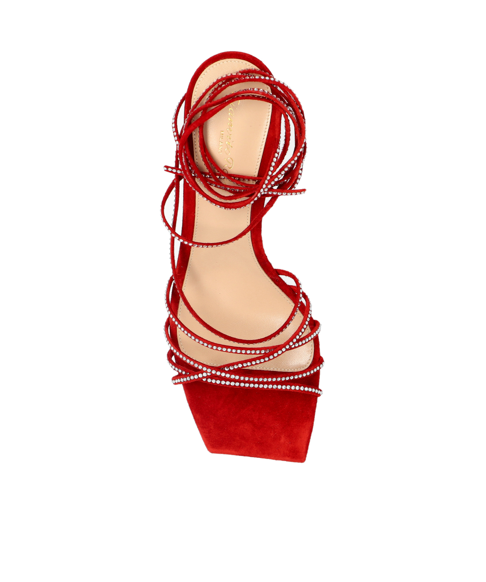 Gianvito Rossi 70 Crystal-embellished Suede Sandals In Red