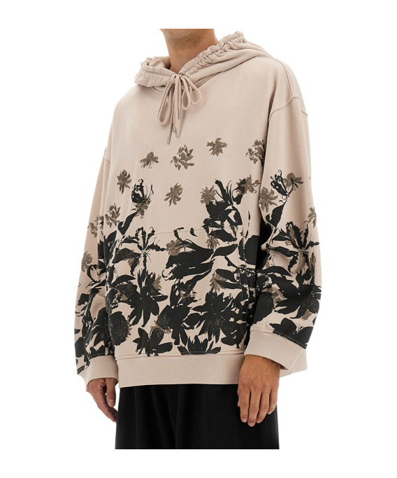 Dries Van Noten Floral Print Hoodie With Drawstring And Pocket In Multi