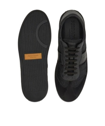 Ferragamo Achille 1 Low-top Sneakers In Leather In Black