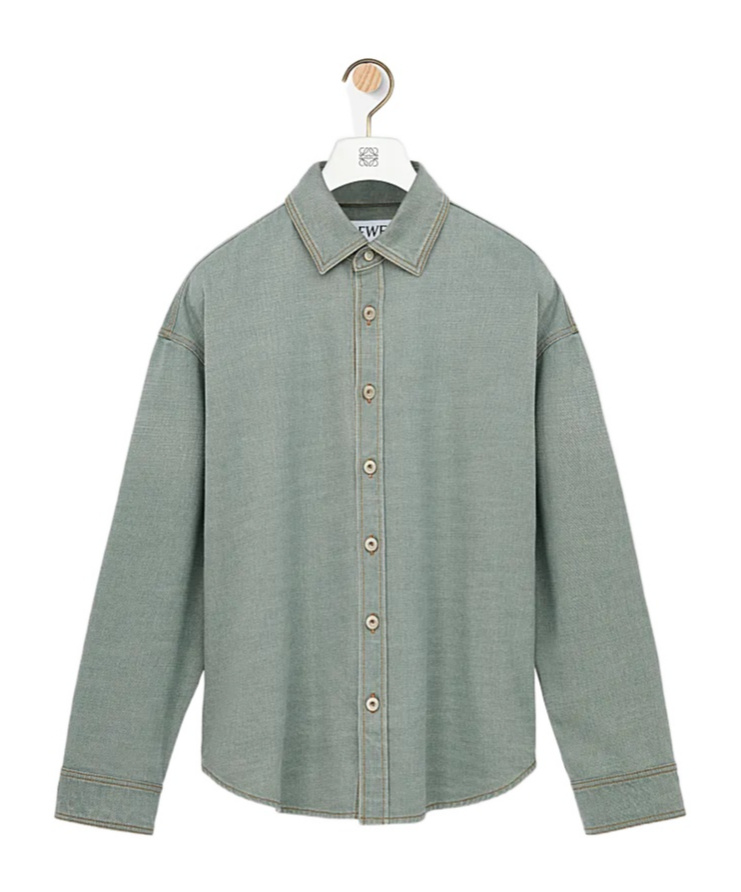 Loewe Lapel Long Sleeve Shirt In Gray
