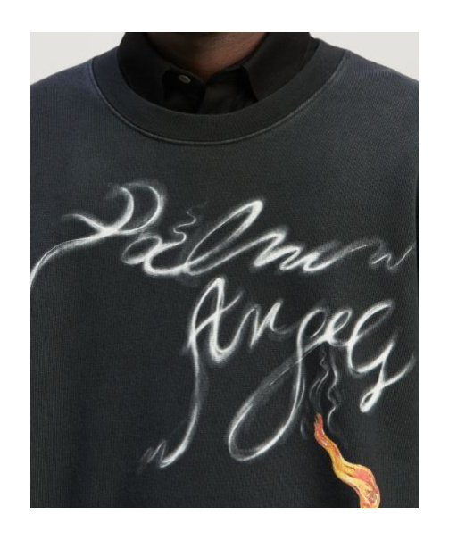 Shop Palm Angels Logo Printed Crewneck Sweatshirt In Black