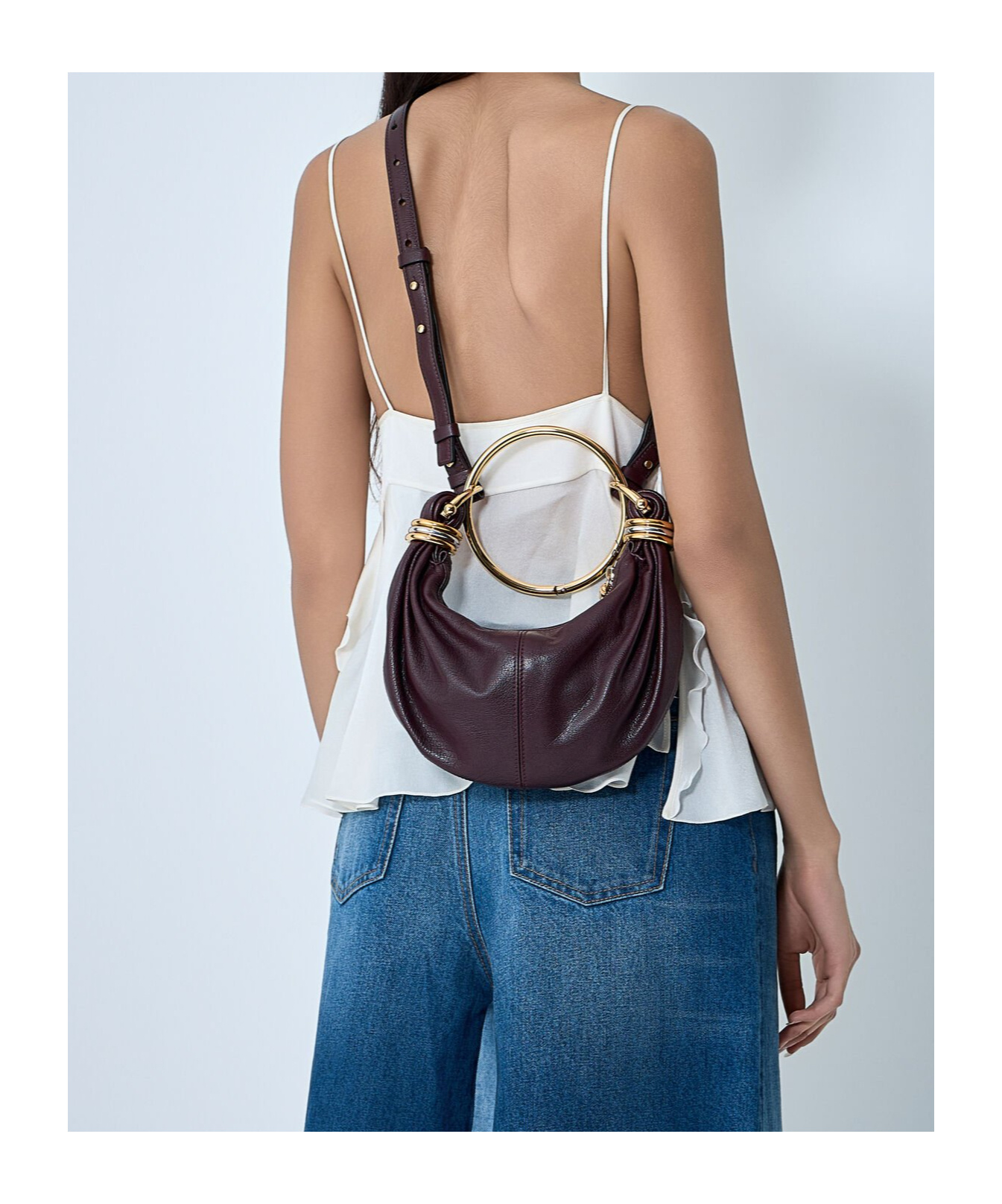 Chloé Circular-handle Leather Tote Bag In Black