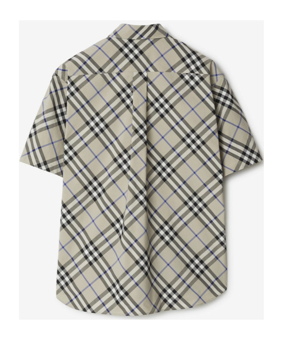 Burberry Cotton Shirt With Checked Pattern And Pockets In Multi