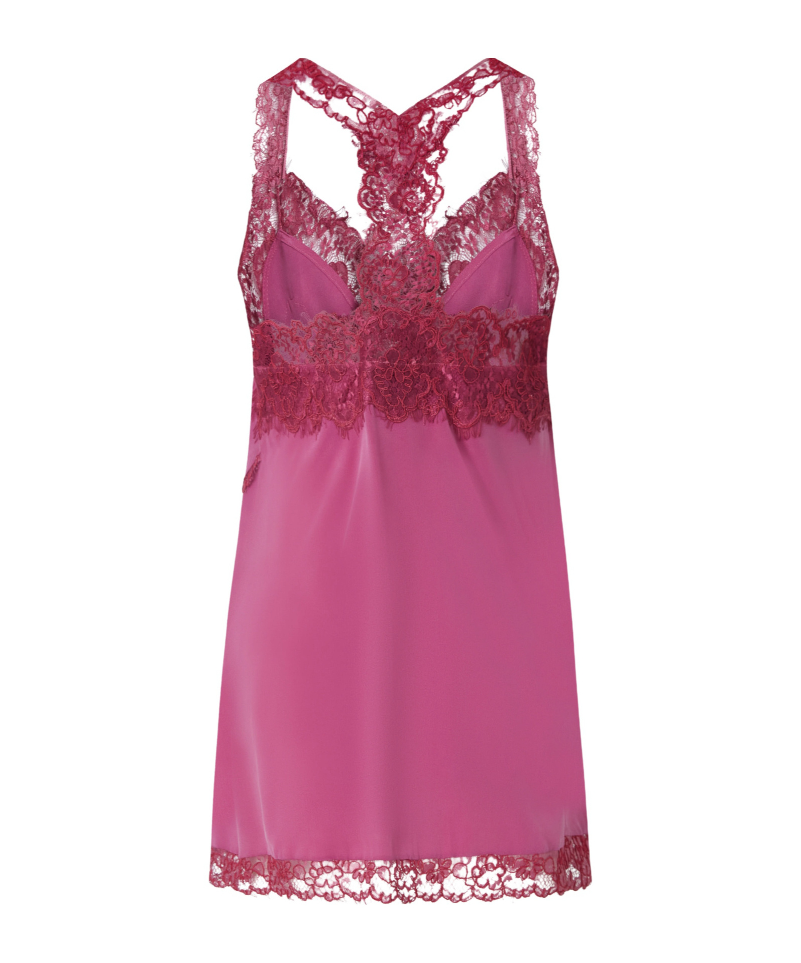 Pinko Lace-trimmed Silk Top In Pink