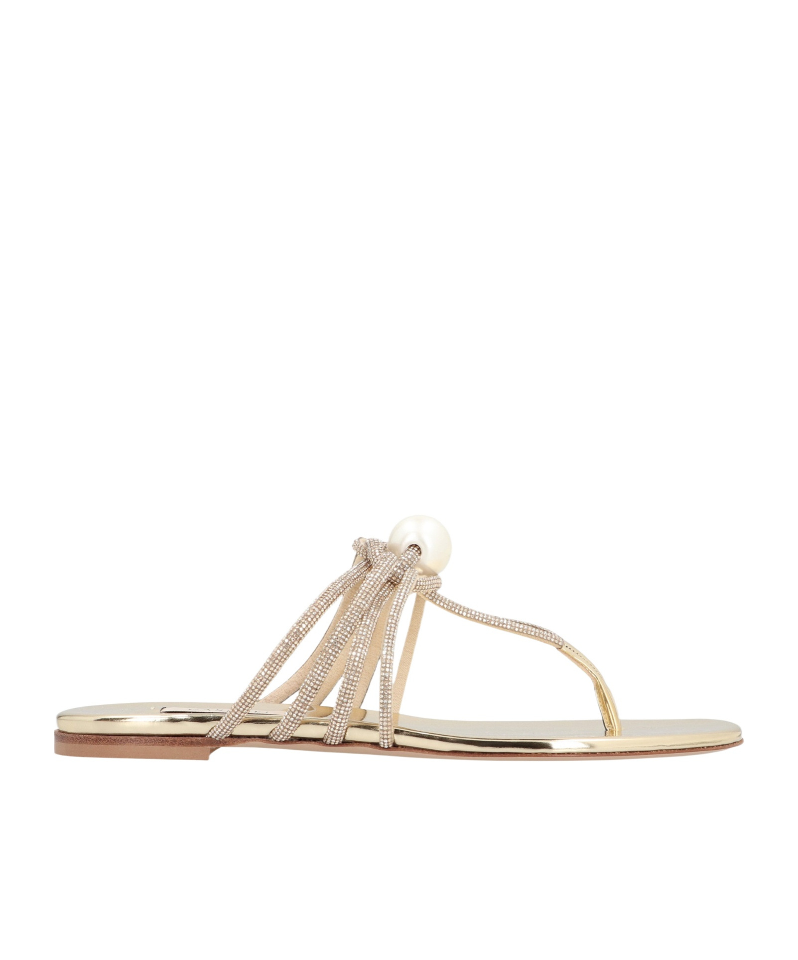 Casadei Embellished Fabric Labuan Thong Slippers In Gold