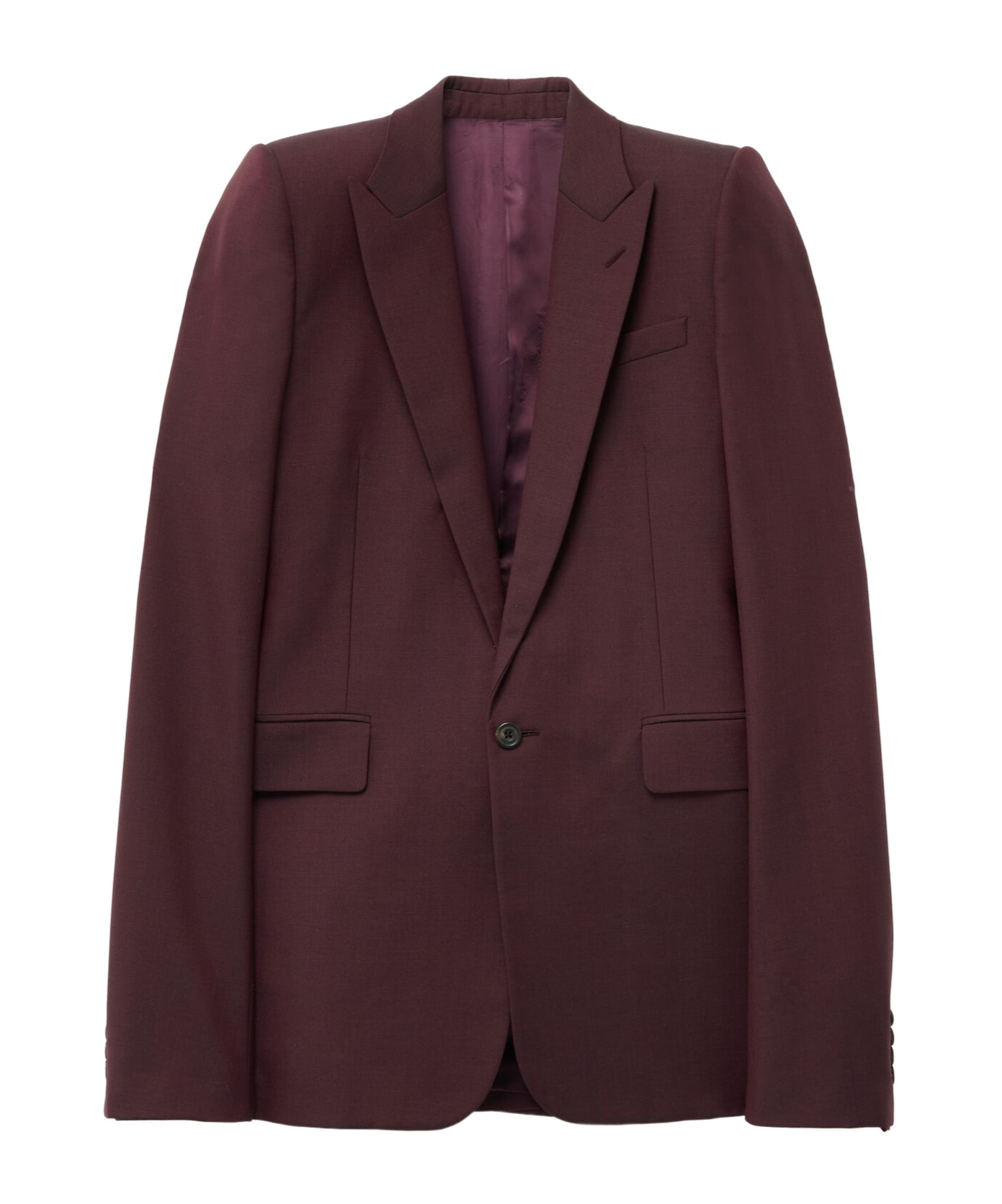Alexander Mcqueen Burgundy Stacked Shoulder Single-breasted Blazer In Brown