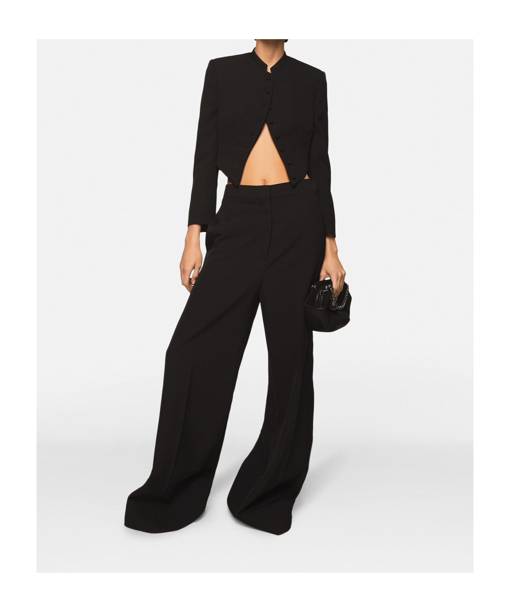 Stella Mccartney Pleated High-rise Wide-leg Wool Trousers In Black