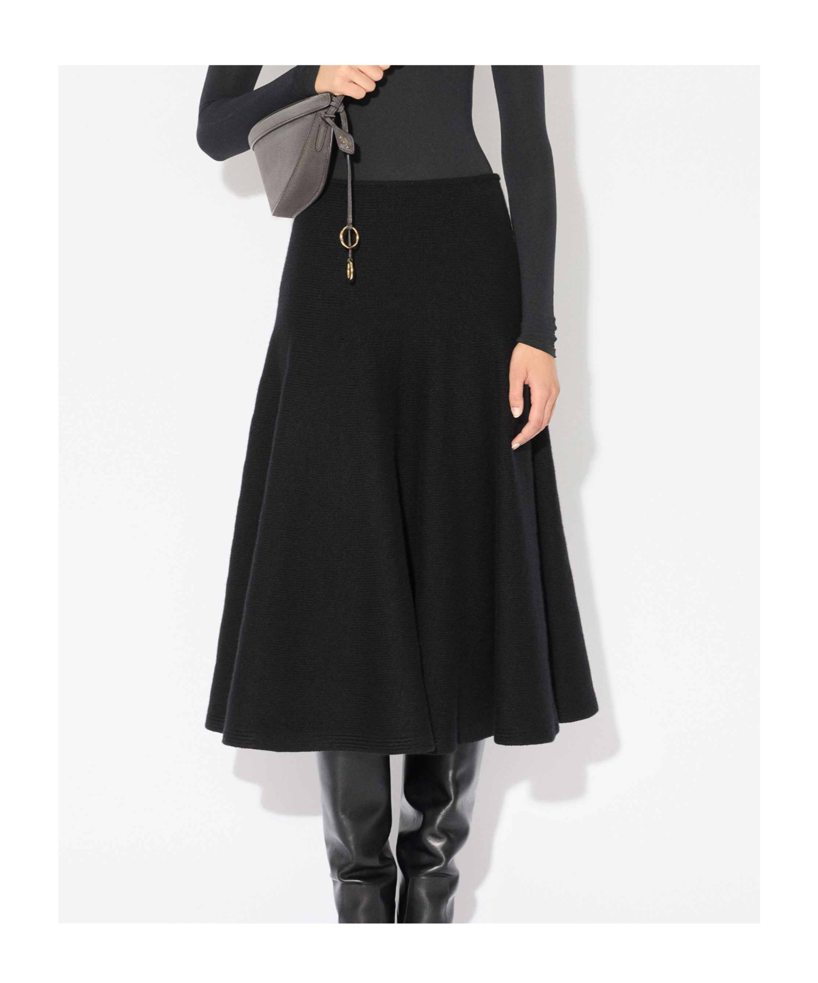 Alaïa Cashmere Knit Flare Skirt In Black