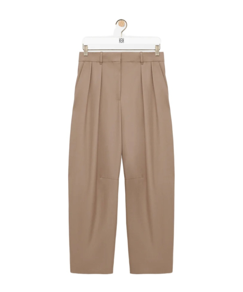 Loewe Wool-blend Barrel Double-pleated Trouser In Brown