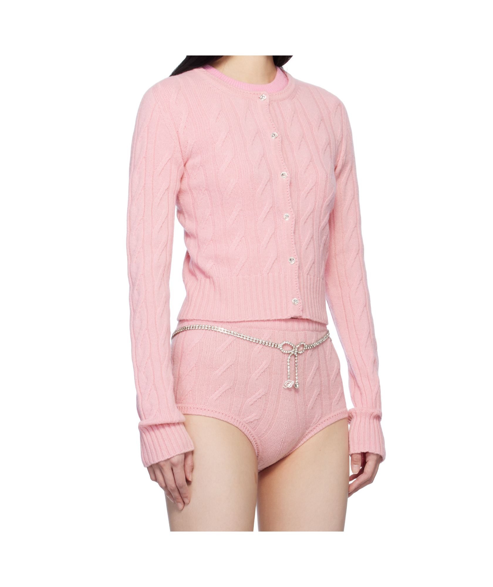 Blumarine Pink Wool & Cashmere Cardigan In Pink