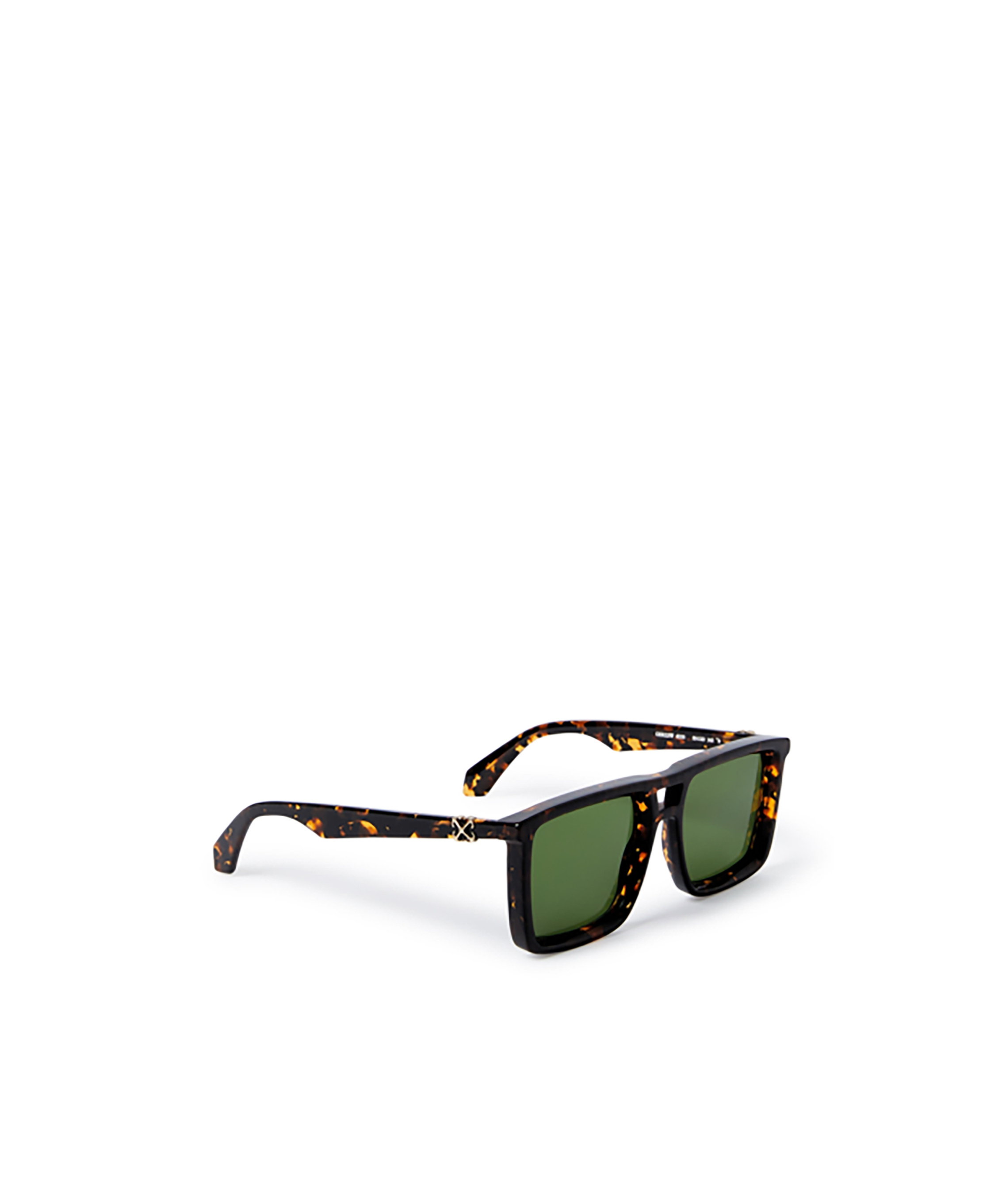 Off-white Bold Rectangular Acetate Sunglasses With Tortoiseshell Pattern In Green
