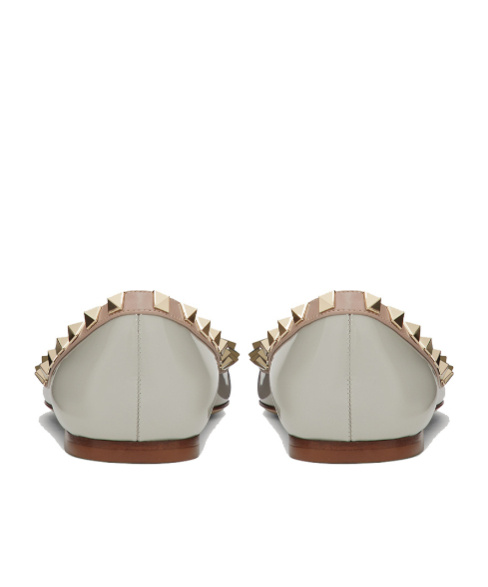 Valentino Rockstud Ballerina Shoes In Gray