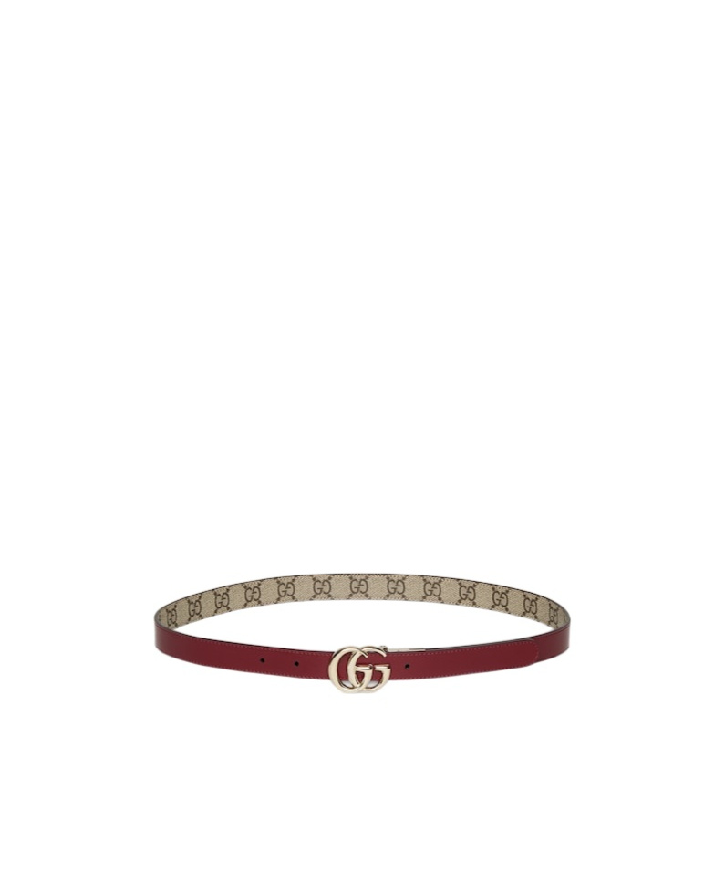 Gucci Reversible Gg Marmont Thin Belt In Brown