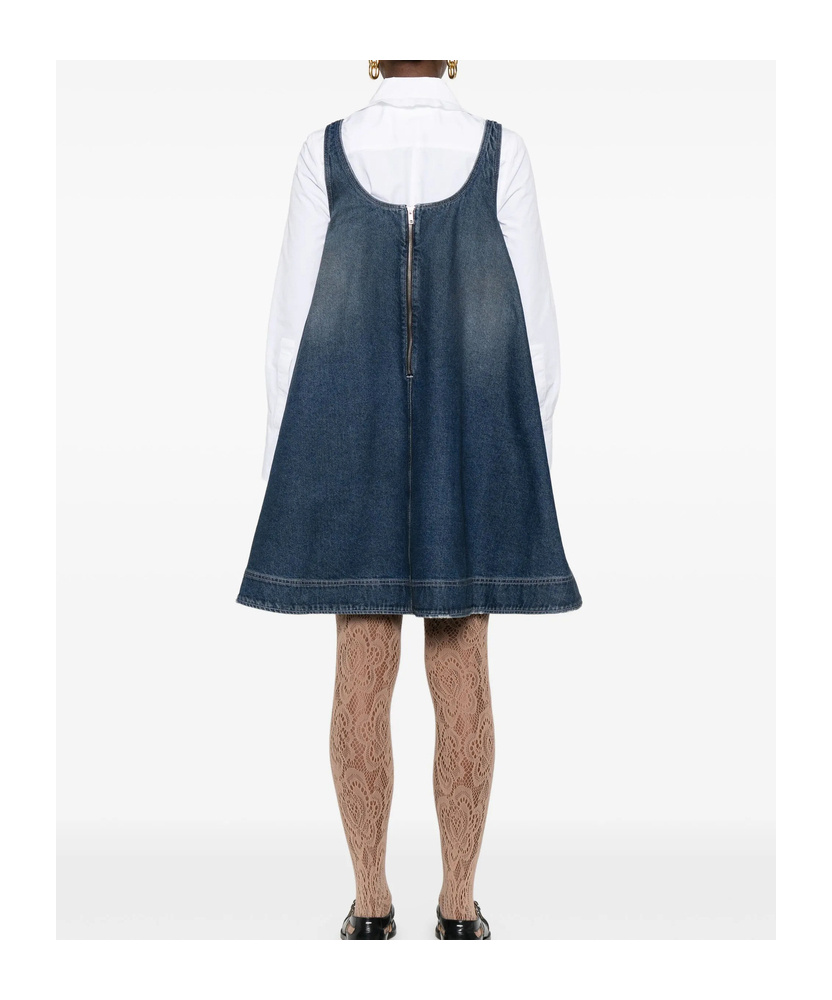 Simone Rocha Distressed-effect Denim Mini Dress In Blue