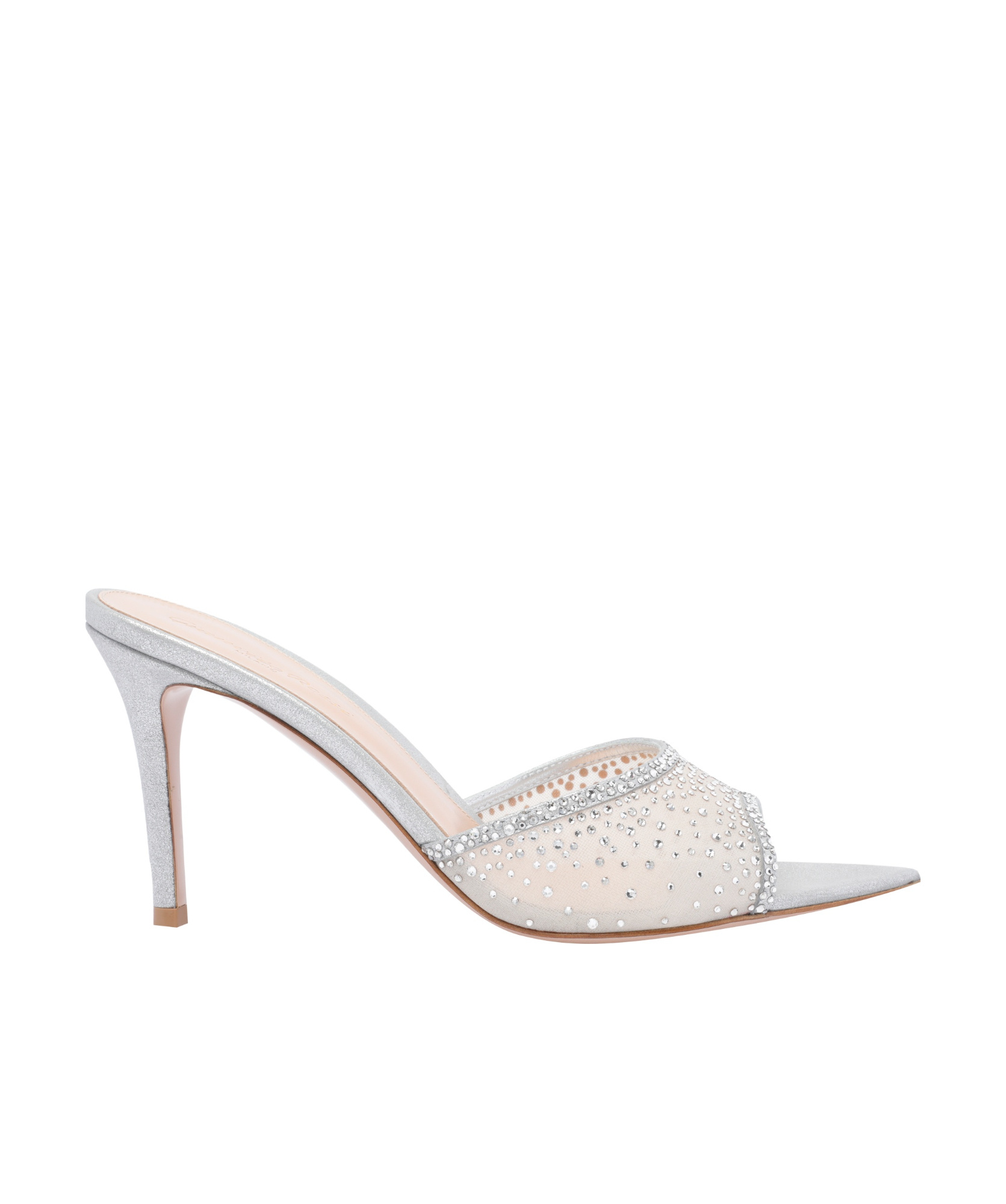 Gianvito Rossi Mesh Open Toe Pumps With Rhinestone Embellishments In Gray