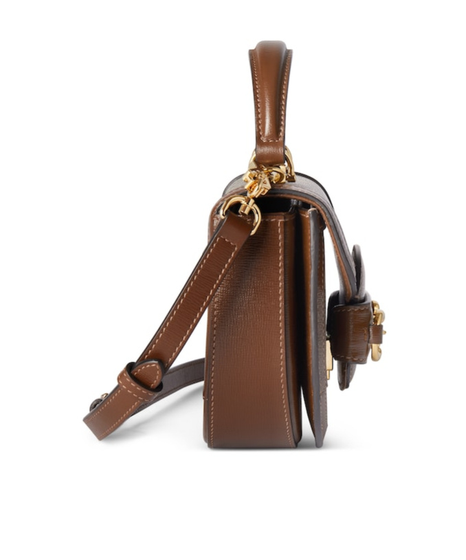 Gucci Women Gg Supreme Fabric Mini Horsebit 1955 Handbag In Brown