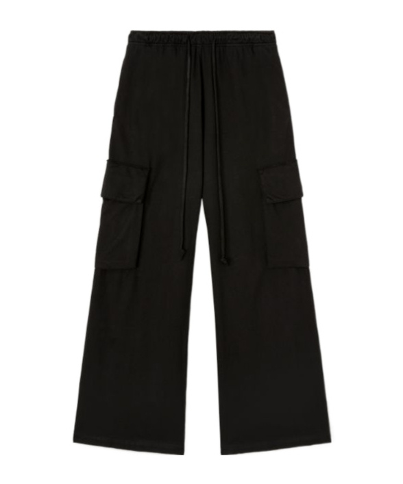 Palm Angels Low-rise Drawstring Wide-leg Cargo Trousers In Black