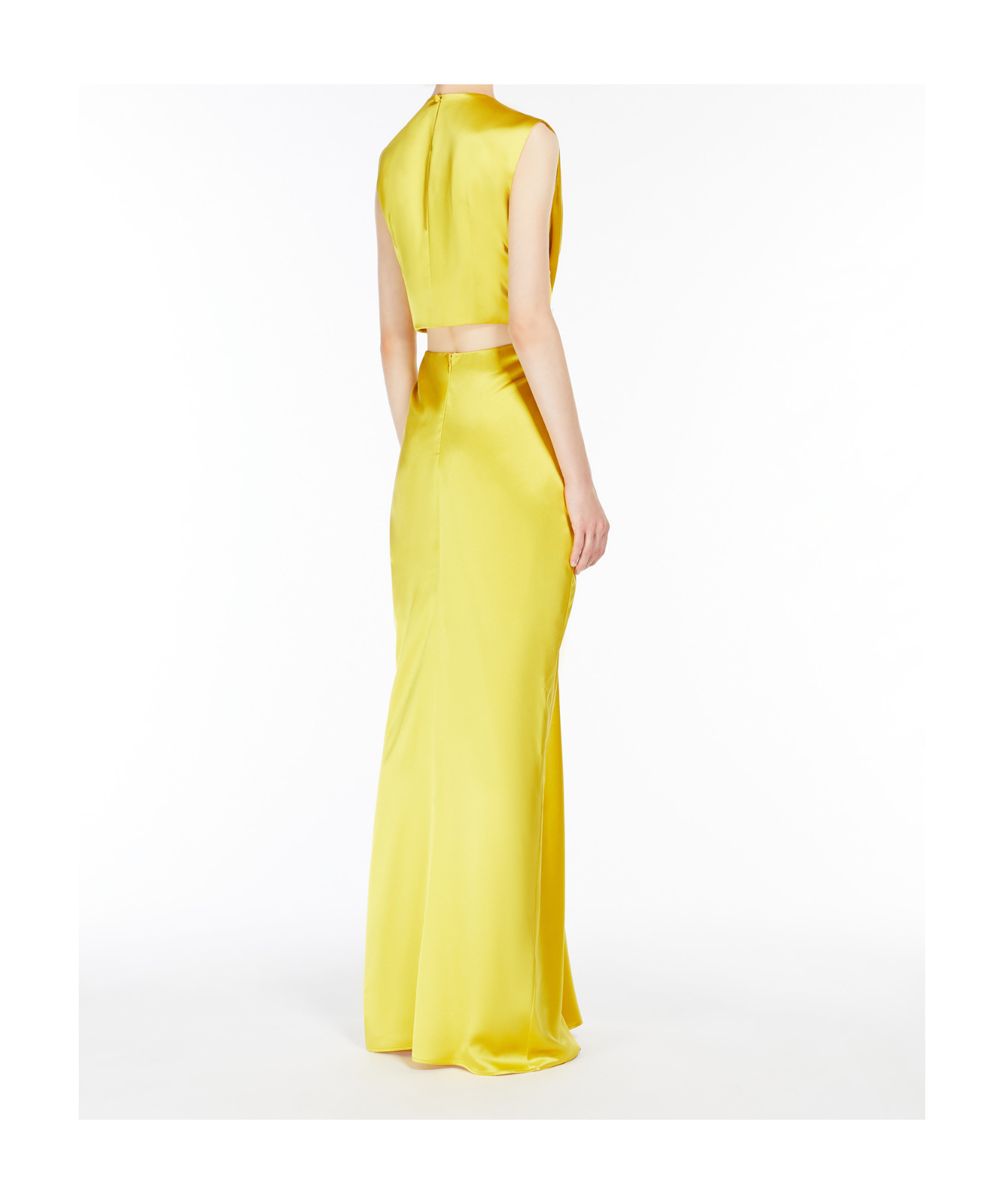 Max Mara Front Draped Dress With Metal Ring Accent In Yellow