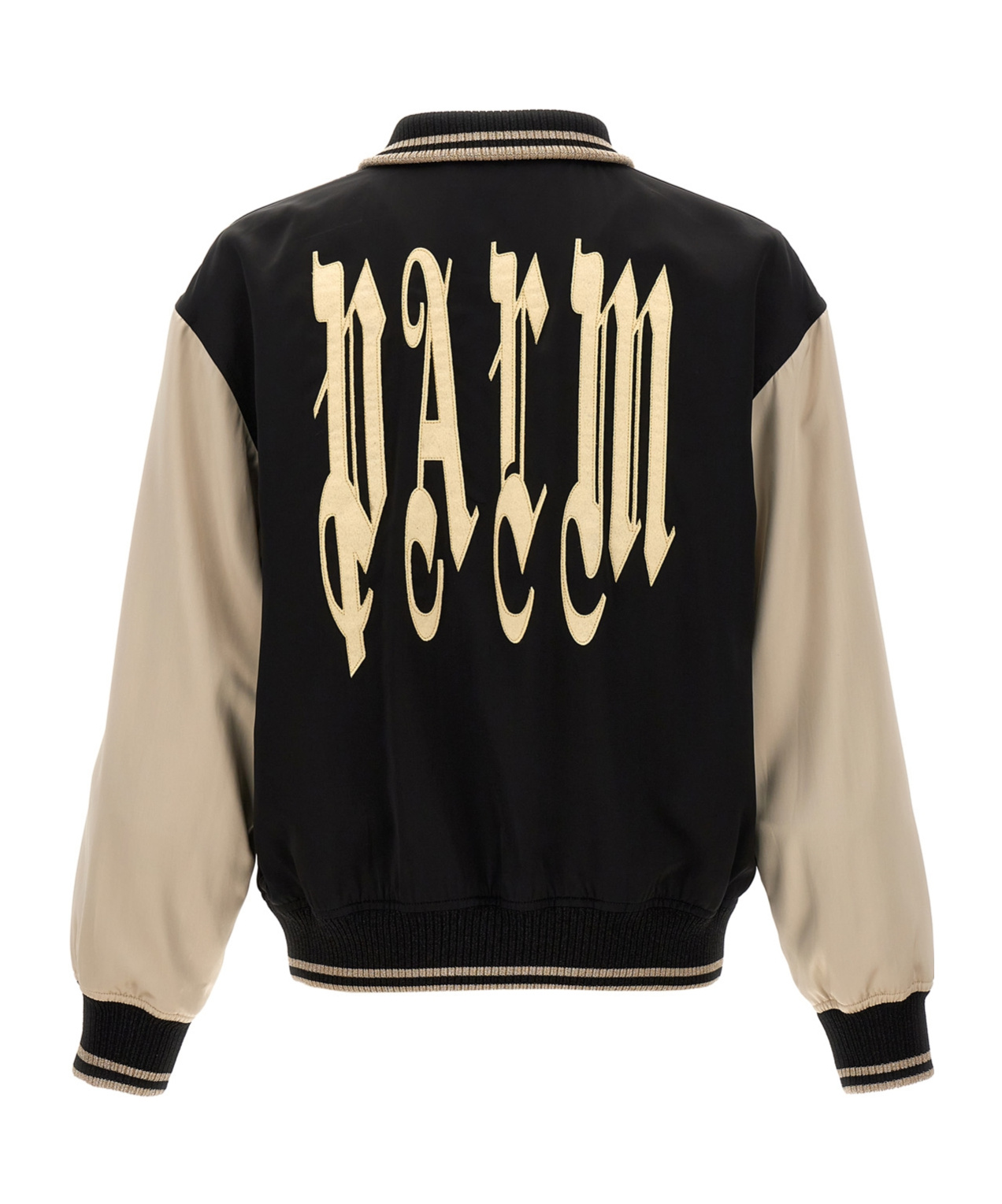 Palm Angels Blackwhite Logo Varsity Bomber Jacket In Black