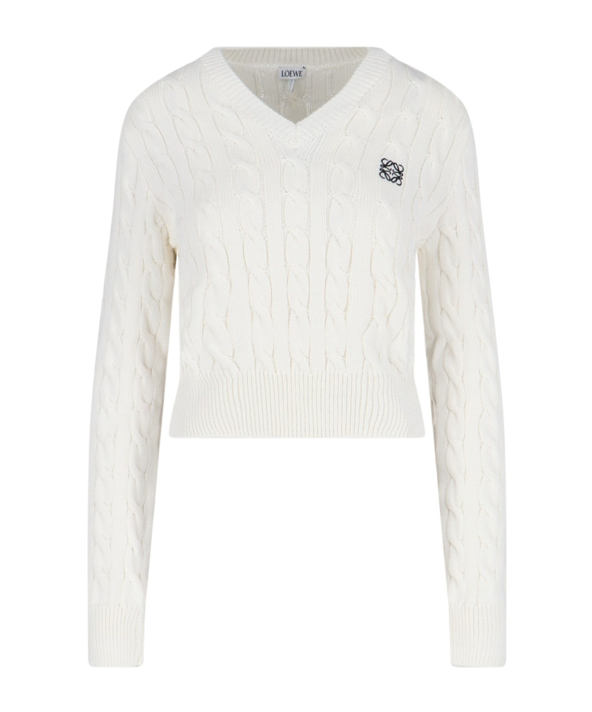 Loewe Logo Crop Sweater In White