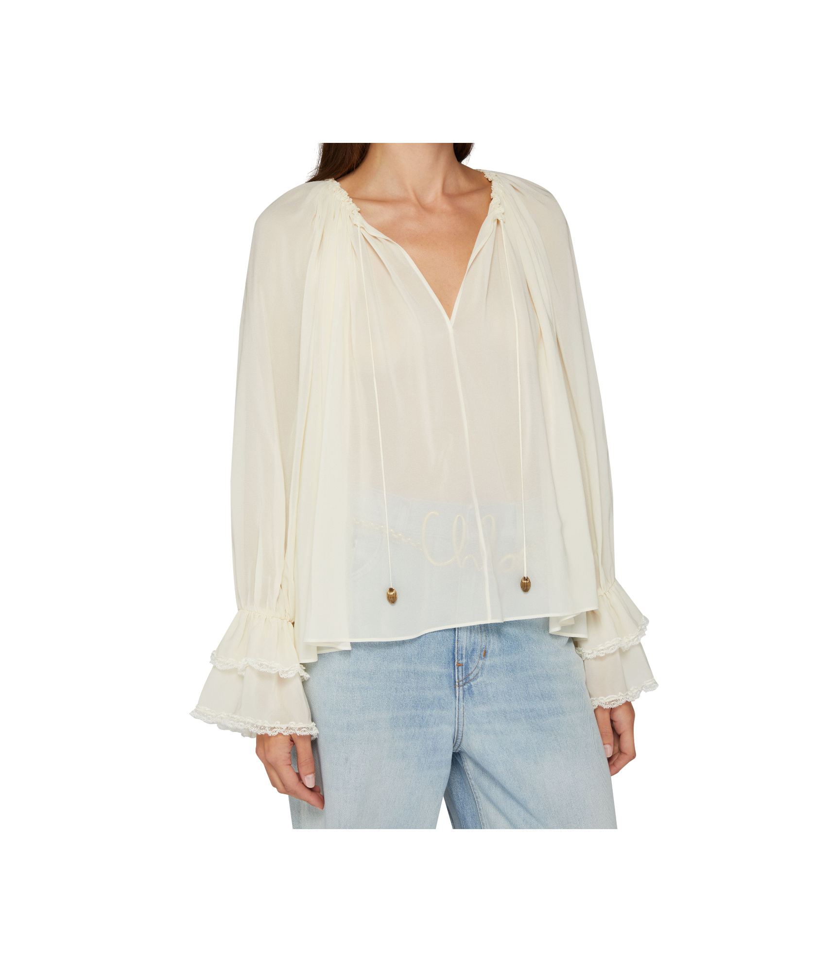 Shop Chloé Ruffled Top In White