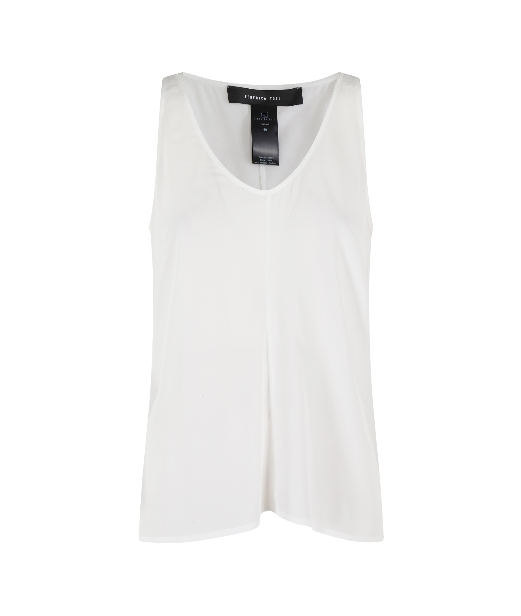 Federica Tosi White Crepe De Chine Sleeveless Top In White