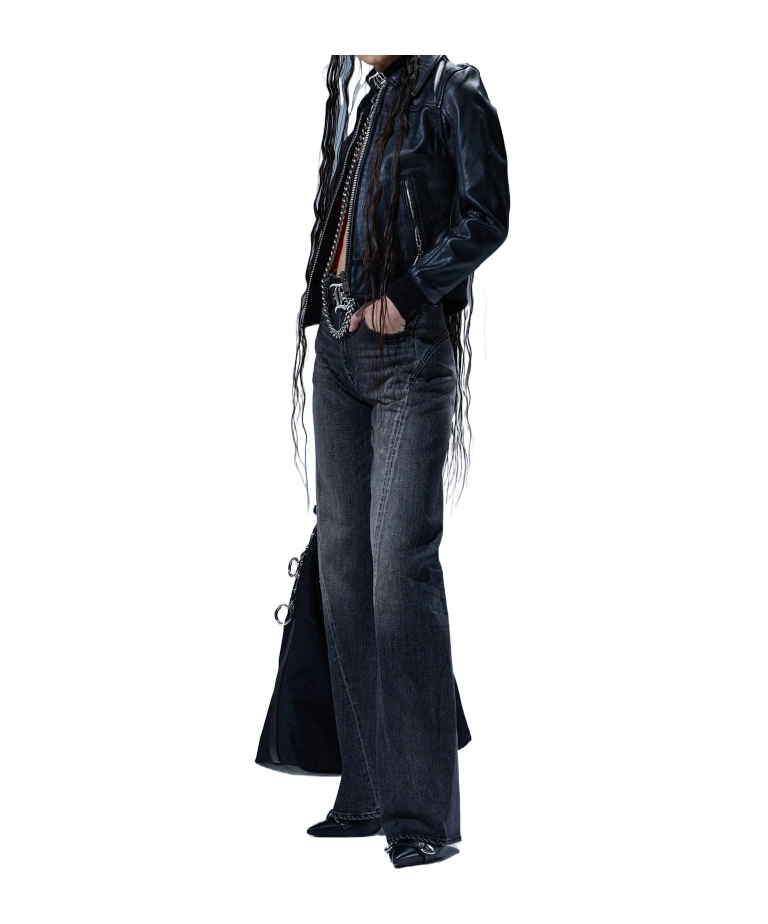 R13 Twisted Seam Flare Jean In Black