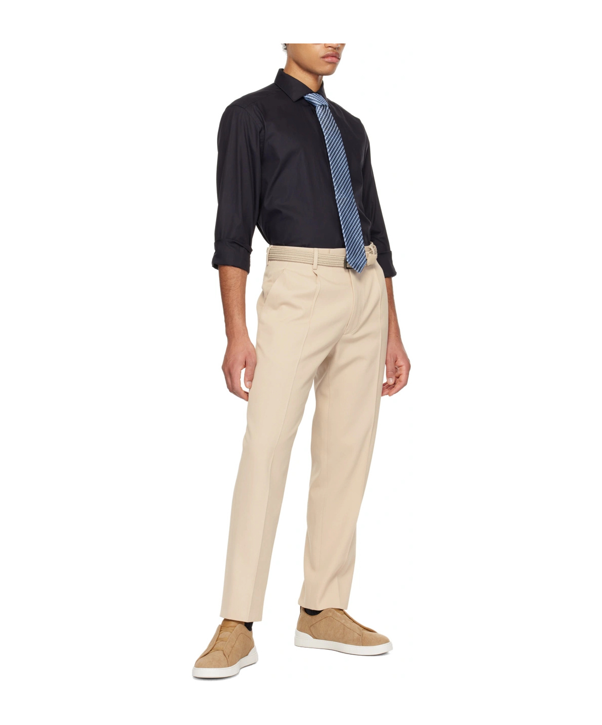 Zegna Button Long-sleeved Shirt In Black