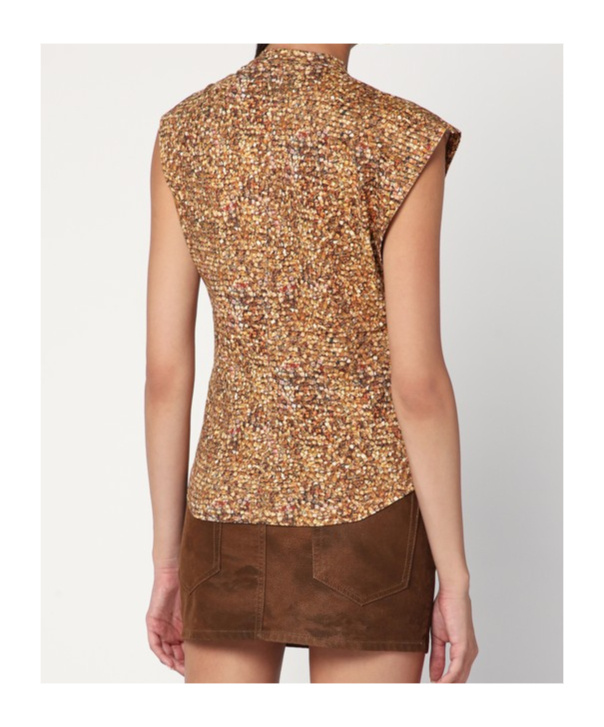 Isabel Marant Asymmetrical Nayda T-shirt With Ochre Print Women In Gold