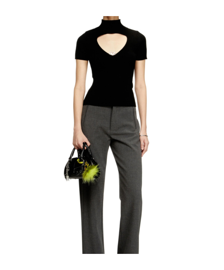 Diesel M-olive Cut-out Oval Hardware T-shirt In Black