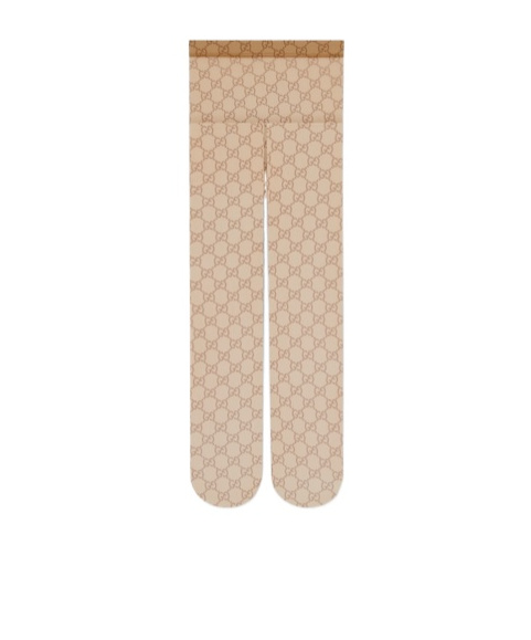 Gucci Printed Stretch Nylon Tights In Sand