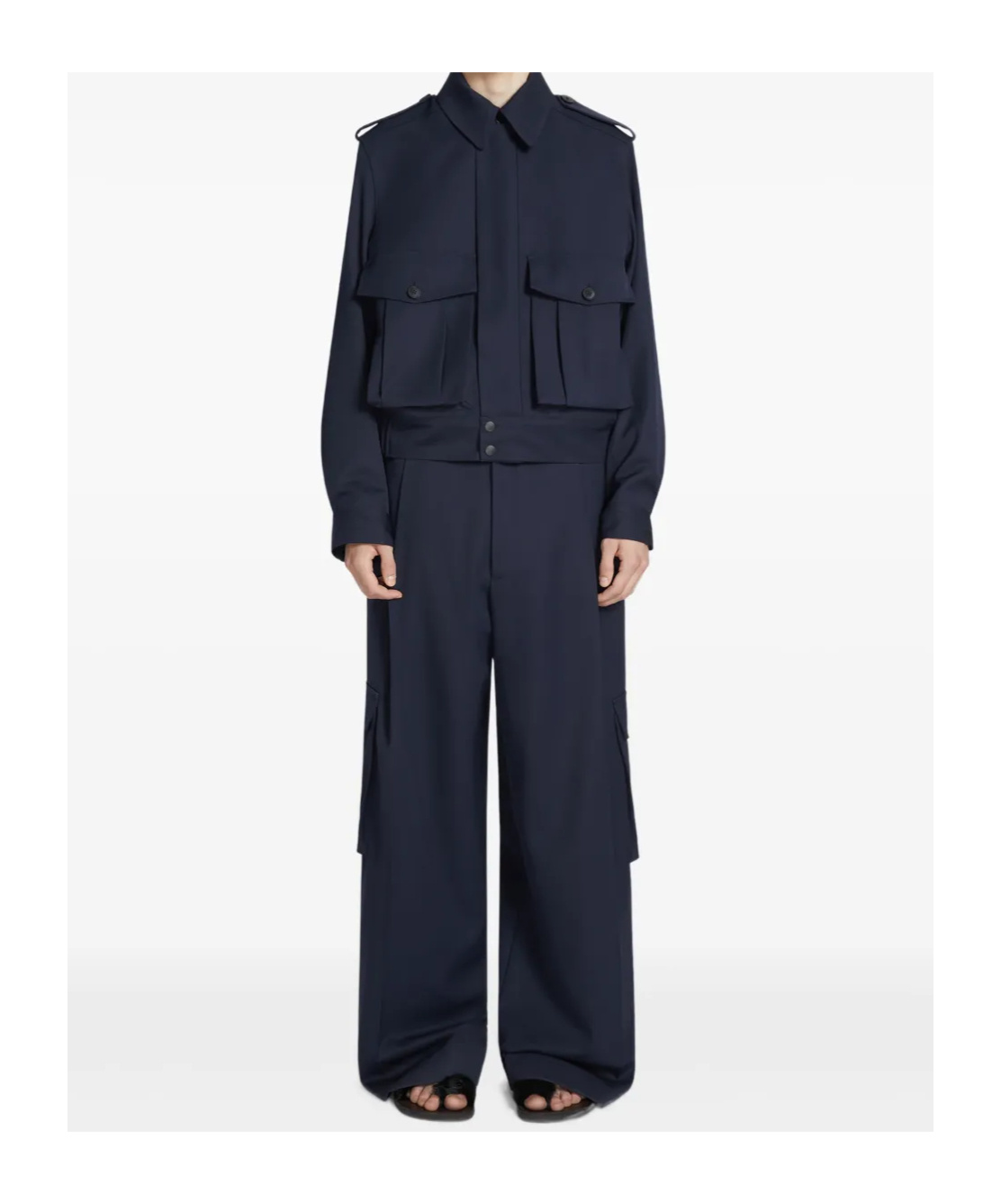 Dries Van Noten Navy-blue Wool Tris Pants In Navy
