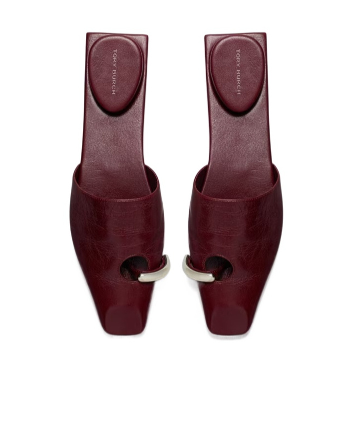 Tory Burch Pierced Mule In Burgundy