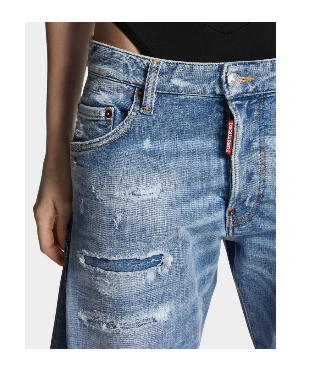 Dsquared2 Bettter X D2 Medium Mended Rips Wash Iced Mother Jeans In Blue