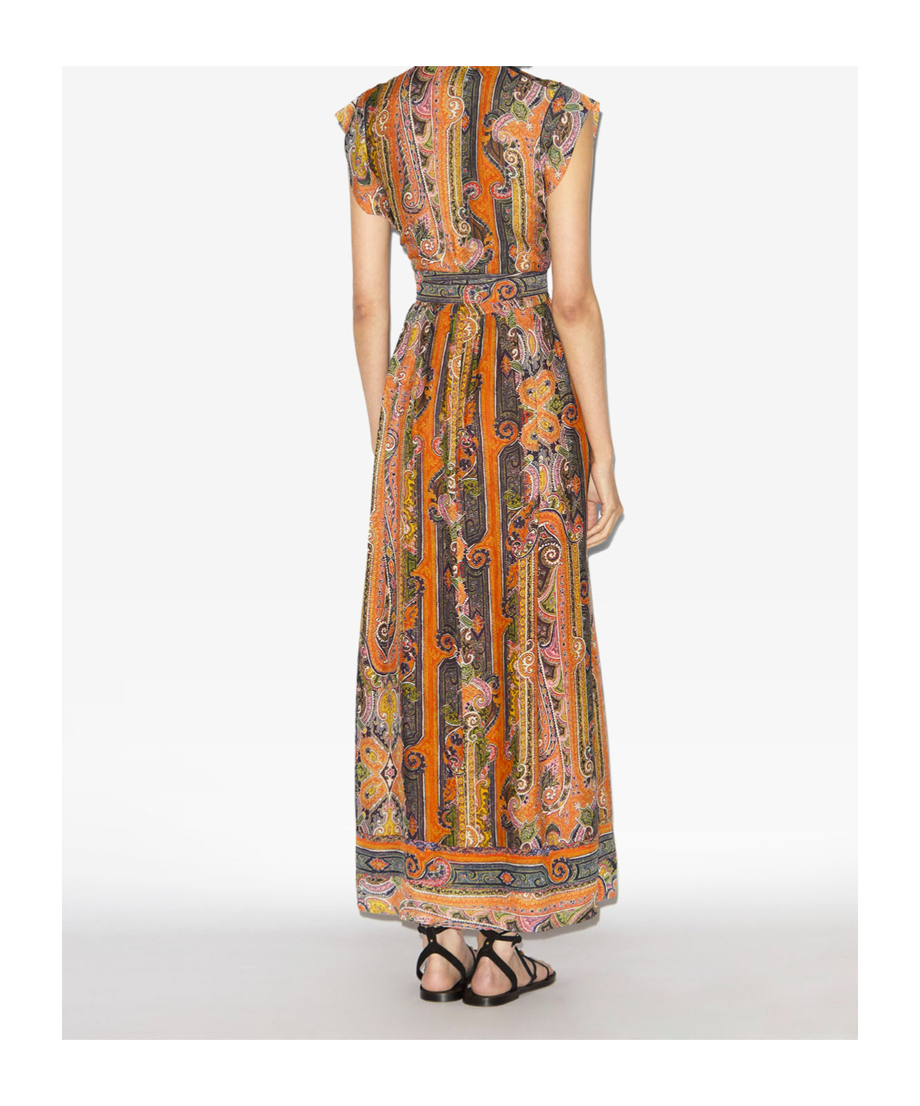 Isabel Marant Melissa Belted Paisley-print Silk Maxi Dress In Brown