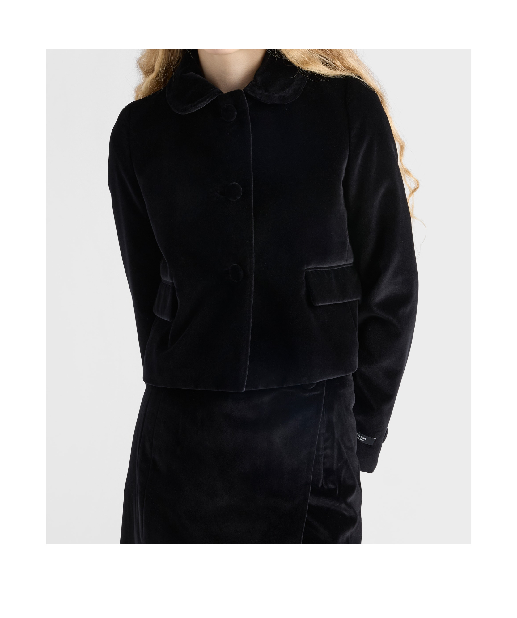 Prada Flap-pocket Detachable-collar Jacket In Black