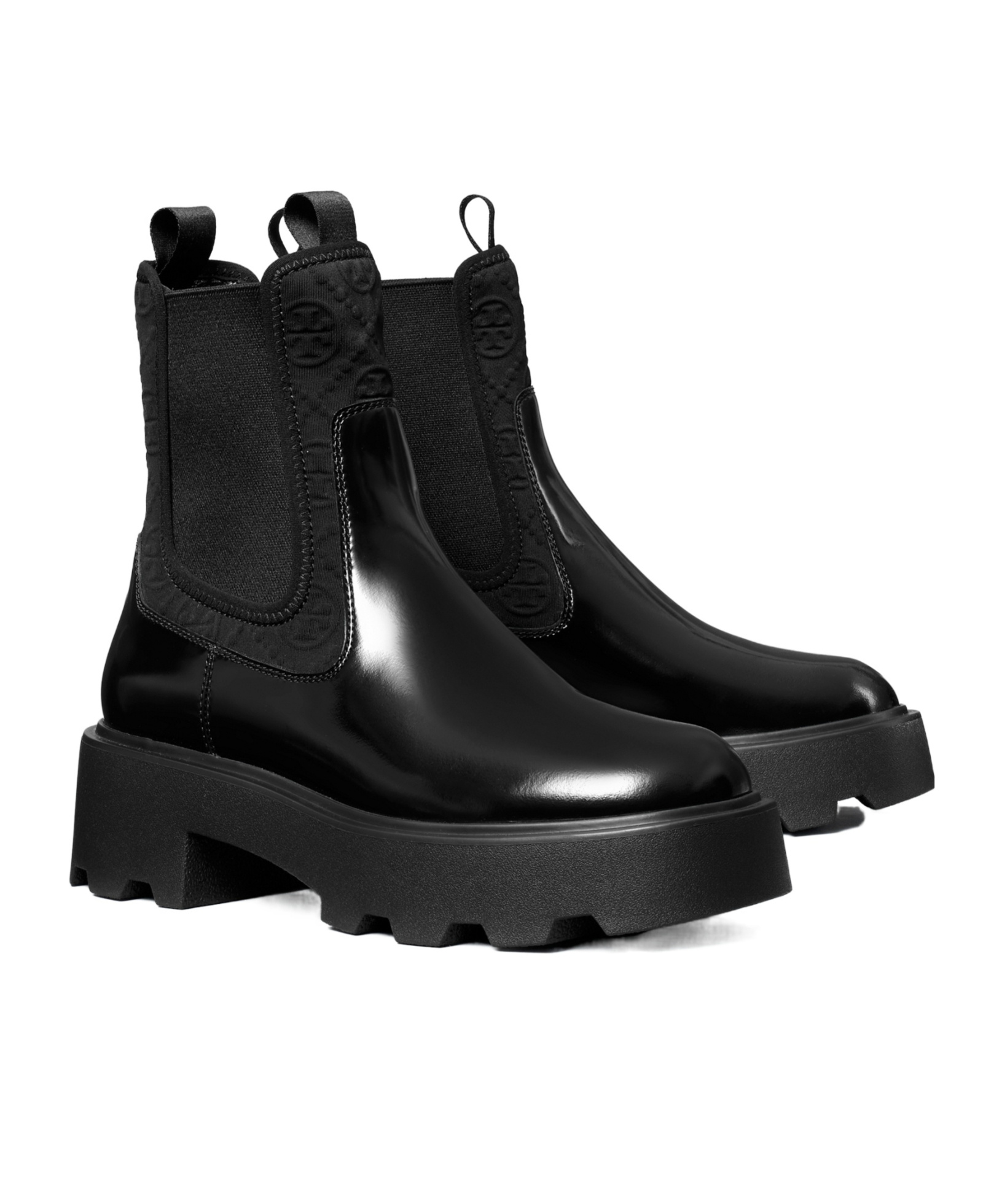 Tory Burch Black Leather And Fabric Chelsea Ankle Boots In Black