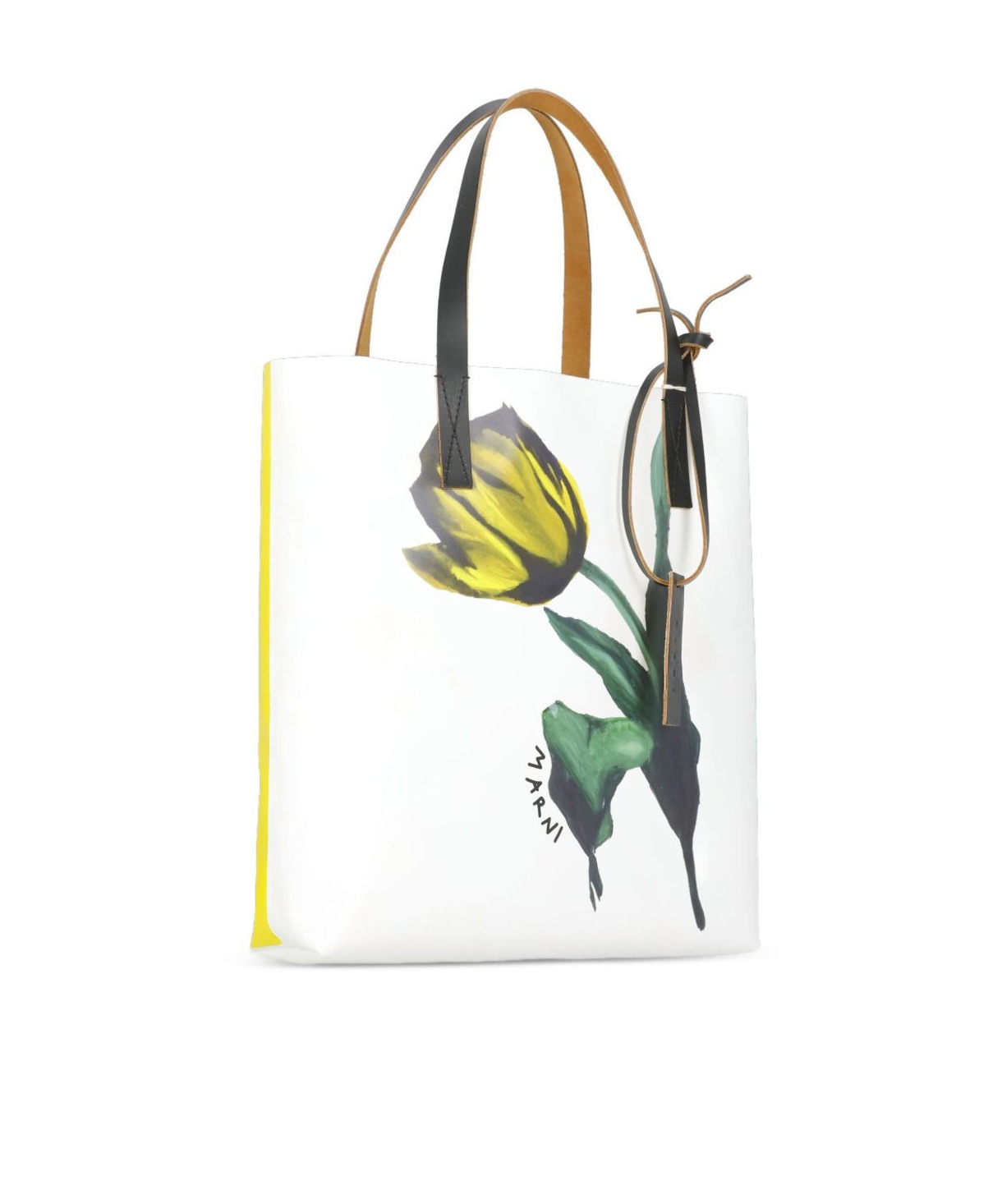 Marni Floral Print Shoulder Bag With Contrast Handles In White