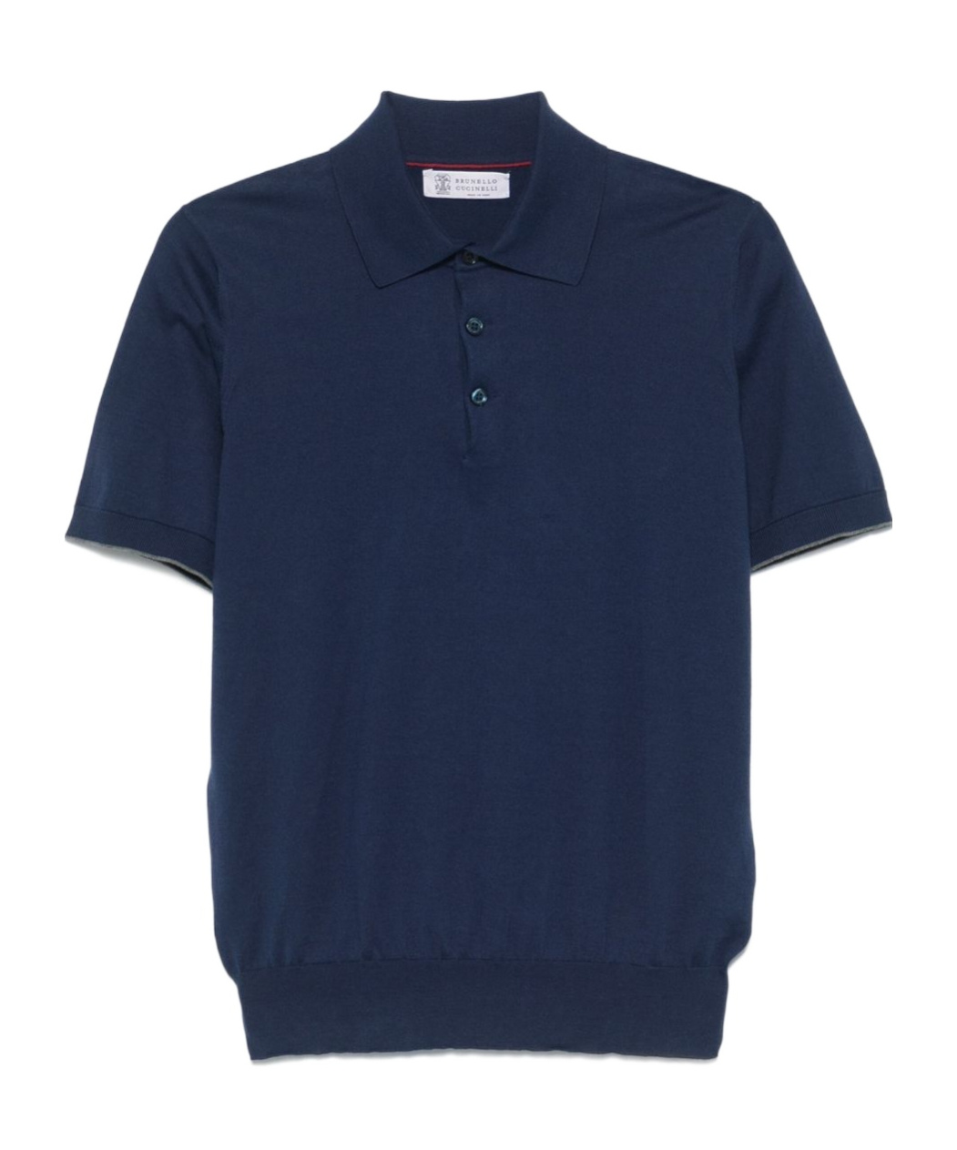 Brunello Cucinelli Blue Polo Shirt In Cotton Short-sleeves With Bottons In Blue