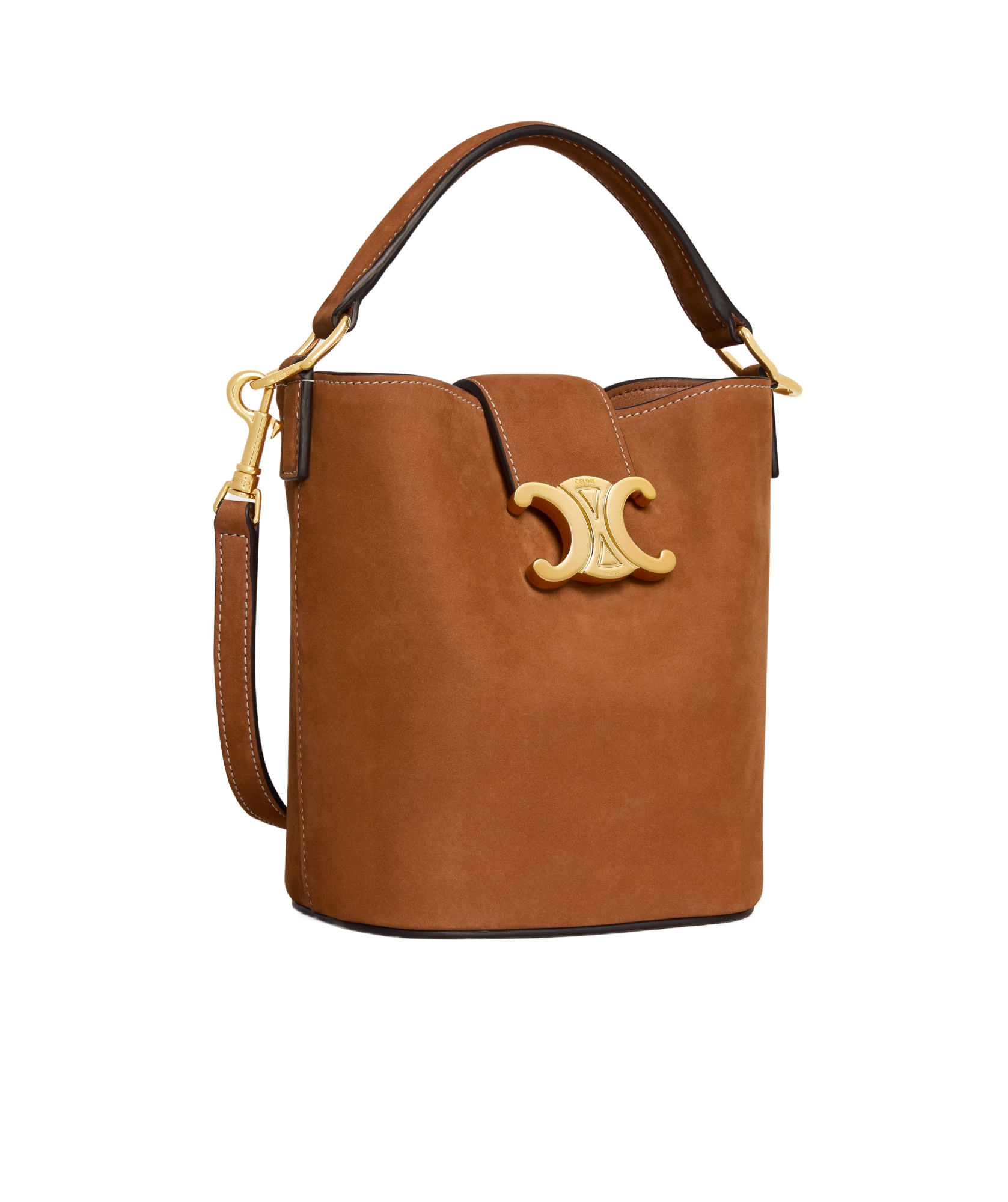 Celine Mini Bucket Louise In Nubuck In Brown