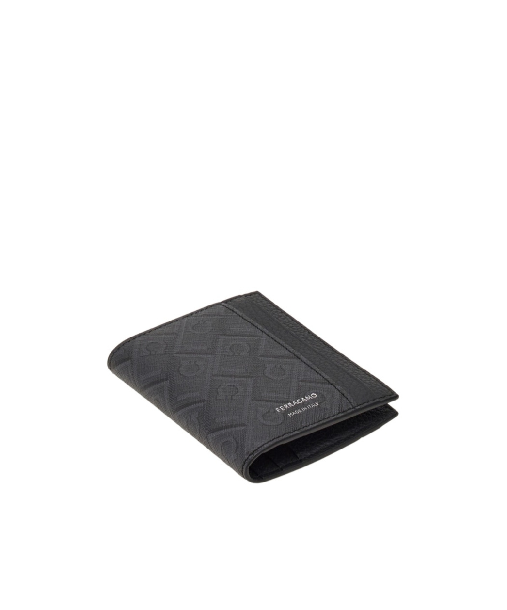 Shop Ferragamo Monogram Credit Card Holder In Black